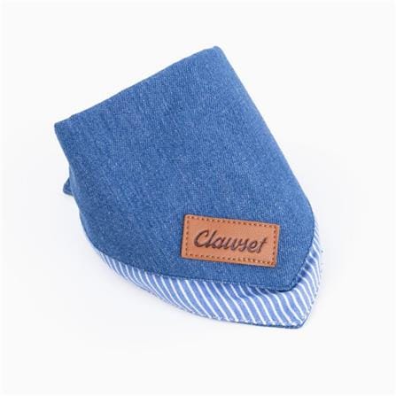 ผ้าพันคอสัตว์เลี้ยง CLAWSET DENIM ลายทาง ไซซ์ L สีฟ้า_0