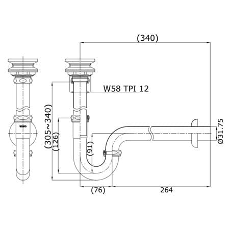 ชุดท่อน้ำทิ้งอ่างล้างหน้าพีแทรป TOTO TS610A 26 ซม._1