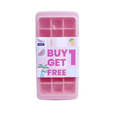 ที่ทำน้ำแข็งมีฝาปิด 21 ช่อง KECH สีชมพู (แพ็ก 1 แถม 1)_1