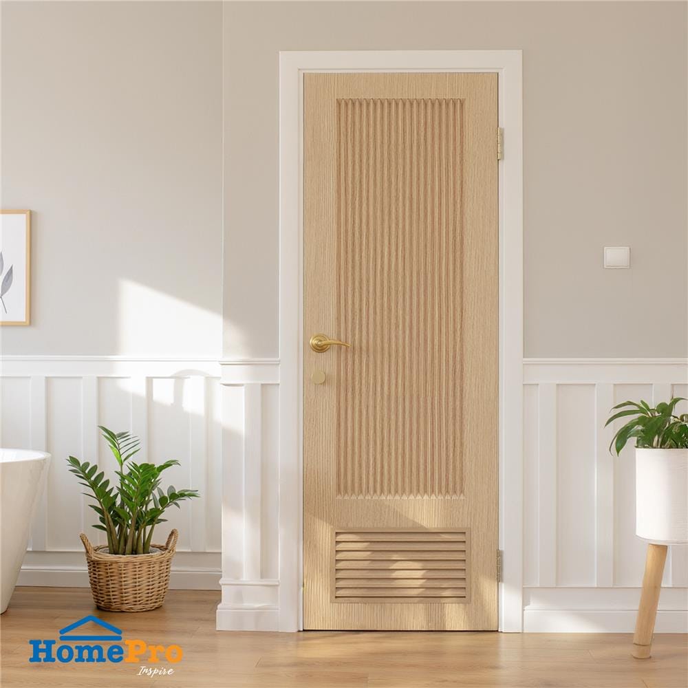 ประตูห้องน้ำ UPVC เจาะลูกบิด AZLE PZL05 70x200 ซม. สี NATURAL ASH WOOD