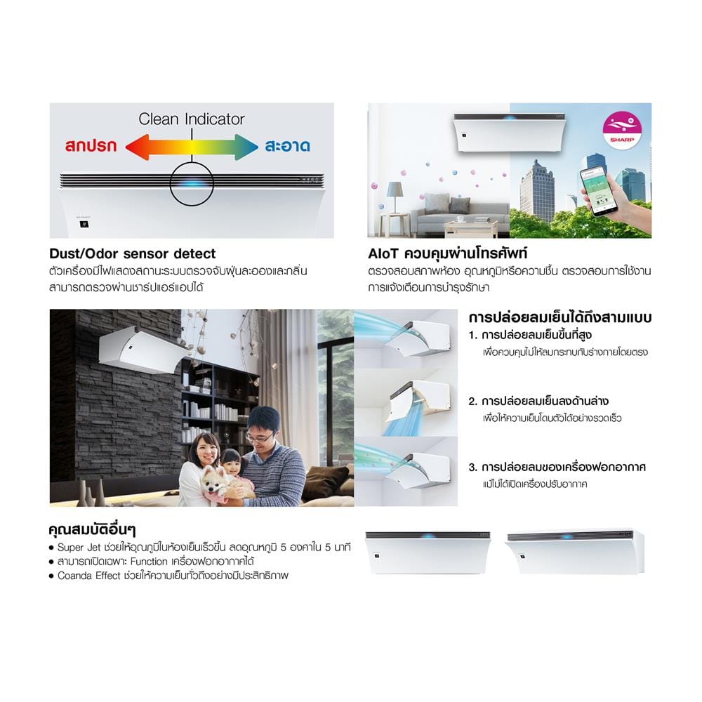 แอร์ผนัง SHARP AH-XP13CPB 12000 บีทียู อินเวอร์เตอร์