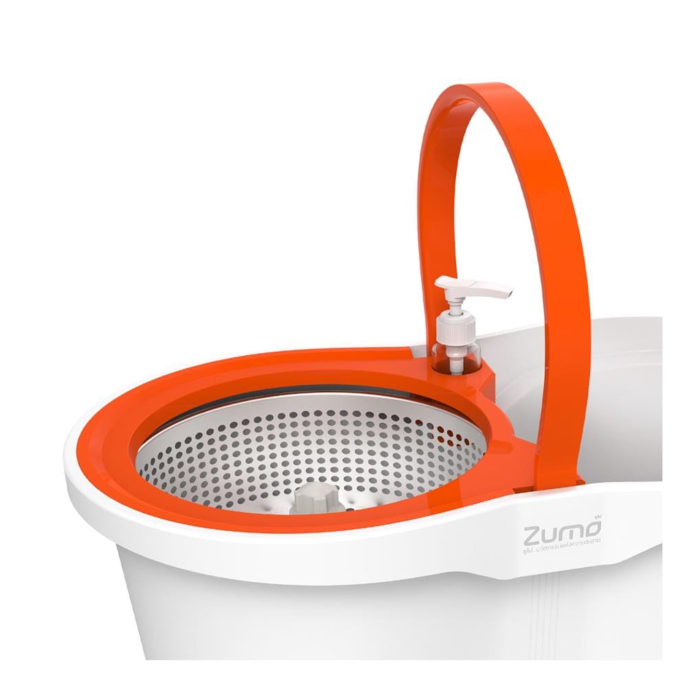 ชุดอุปกรณ์ถังปั่นพร้อมไม้ม็อบ ZUMO เจ๊จิ๋ว ZM04 สีขาว/ส้ม