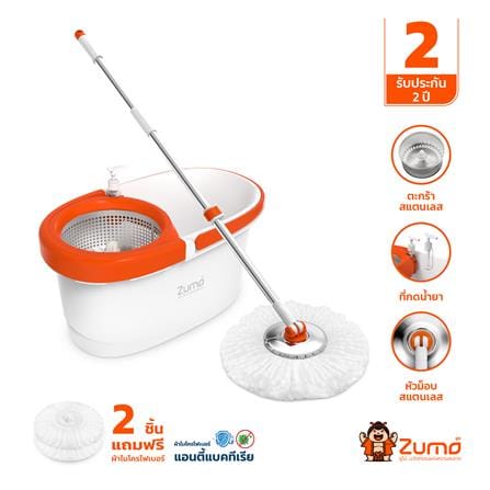 ชุดอุปกรณ์ถังปั่นพร้อมไม้ม็อบ ZUMO EMPIRE ZM03 สีขาว/ส้ม_5