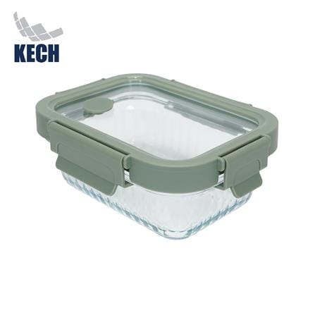 กล่องอาหารแก้วเหลี่ยม KECH RENA 0.37 ลิตร สีเทา_0