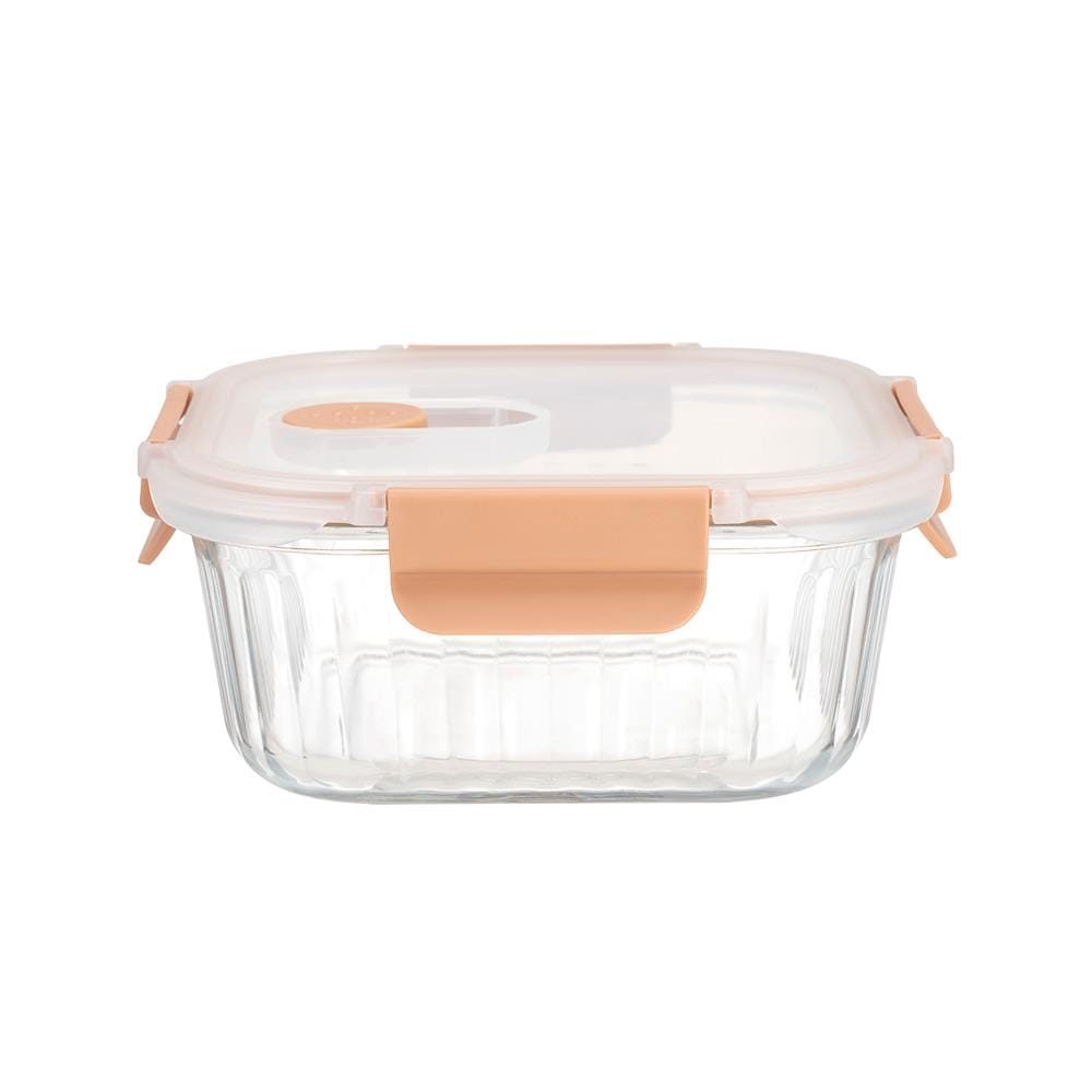 กล่องอาหารแก้วเหลี่ยม KECH RUSSELL 0.8 ลิตร สีพีช