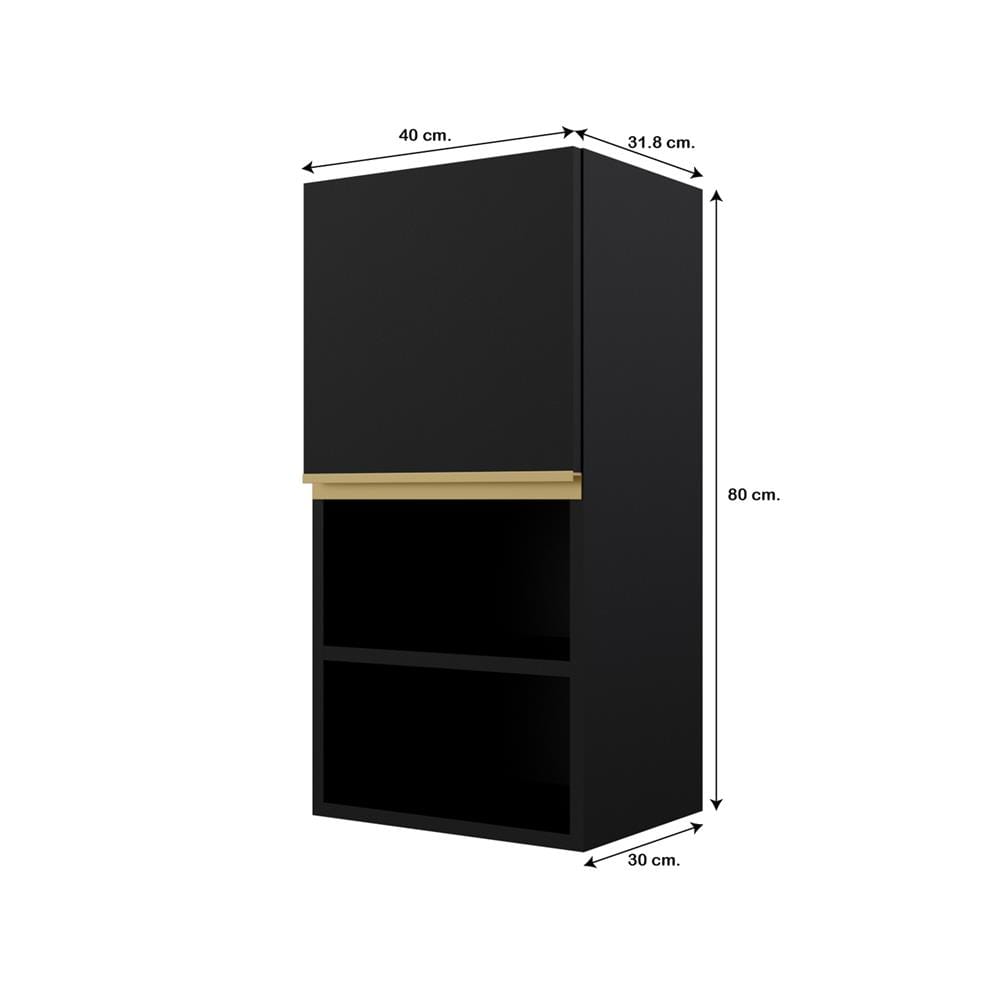 ตู้แขวนเดี่ยวเรียบช่องโล่ง S1 JUPITER JUVENTAS 40x80 ซม. สีดำ