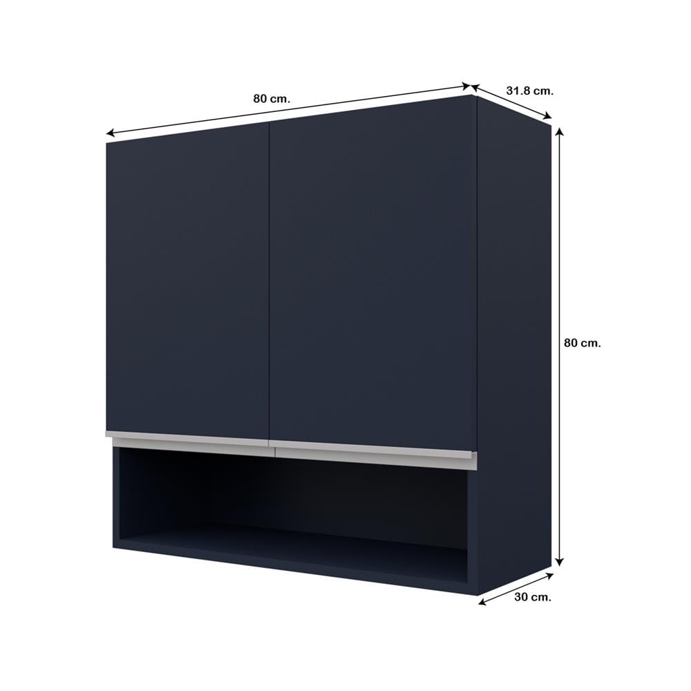 ตู้แขวนคู่เรียบช่องโล่ง D2 JUPITER JUVENTAS 80x80 ซม. สีน้ำเงิน
