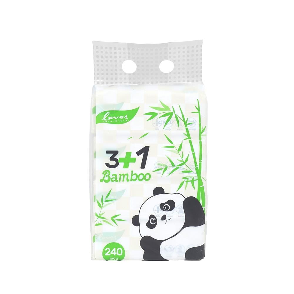 กระดาษอเนกประสงค์ LOVER HANDS BAMBOO 60 แผ่น (แพ็ก 3+1)