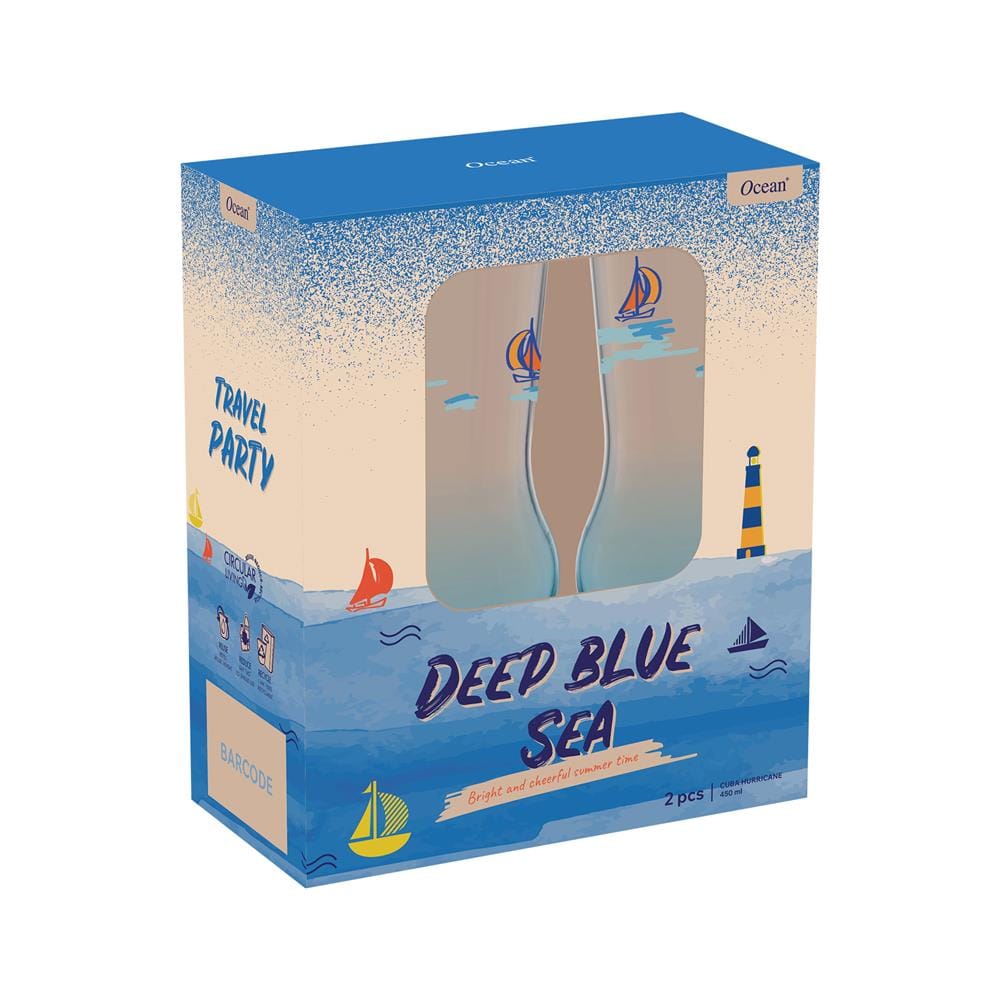 แก้วมีขา 450 มล. OCEAN GLASS SUMMER SET DEEP BLUE SEA (แพ็ก 2 ใบ)