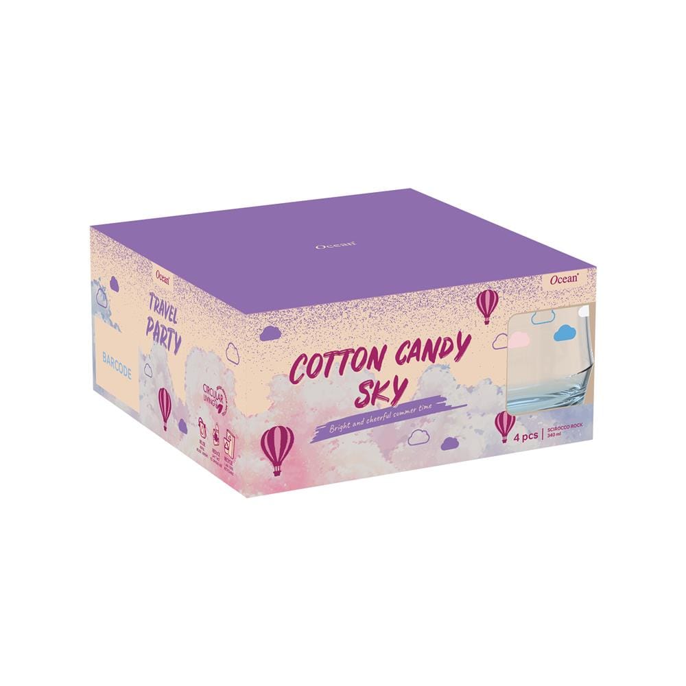 แก้วน้ำ 340 มล. OCEAN GLASS SUMMER SET COTTON CANDY SKY ROCK (แพ็ก 4 ใบ)