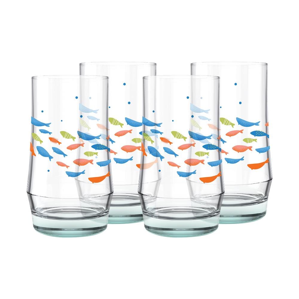 แก้วน้ำ 410 มล. OCEAN GLASS SUMMER SET TURQUOISE MARINE HI BALL (แพ็ก 4 ใบ)