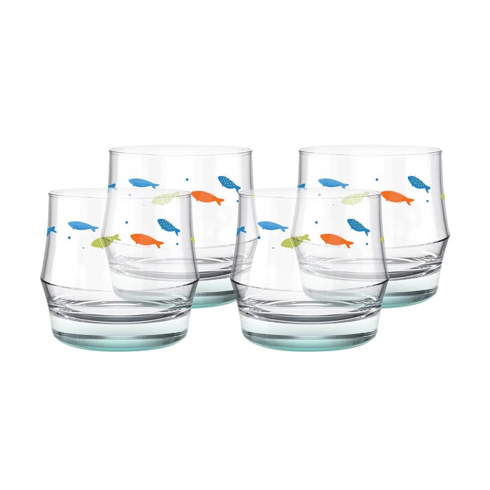 แก้วน้ำ 340 มล. OCEAN GLASS SUMMER SET TURQUOISE MARINE ROCK (แพ็ก 4 ใบ)