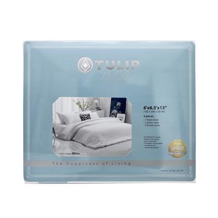 ชุดผ้าปูที่นอน 6 ฟุต (ชุด 5 ชิ้น) TULIP DELIGHT 60123-DLWHITE_1