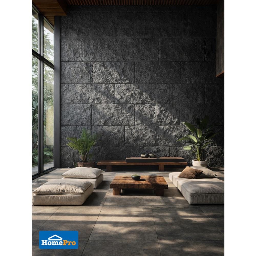แผ่นตกแต่งผนัง PU 60x120 ซม. TARA ROCK STONE BLACK