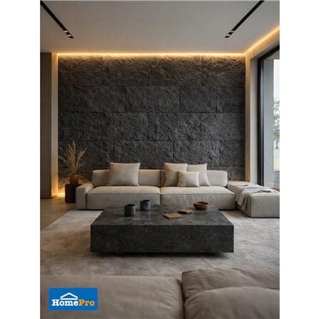 แผ่นตกแต่งผนัง PU 60x120 ซม. TARA ROCK STONE BLACK_7