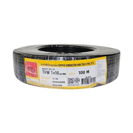 สายไฟ THW IEC01 THAIUNION 1X16 ตร.มม. 100 ม. สีดำ_0