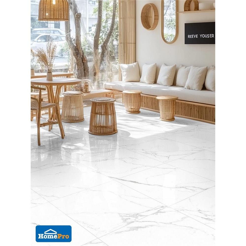 กระเบื้องพื้นพอร์ซเลน 60x60 ซม. TARA ฮาริส ไวท์ A 1.44 ตร.ม.