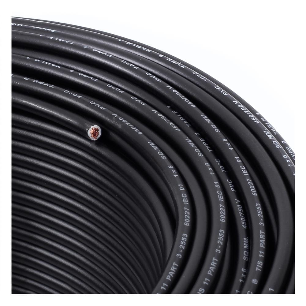 สายไฟ THW IEC01 RANZZ 1x6 ตร.มม. 100 ม. สีดำ