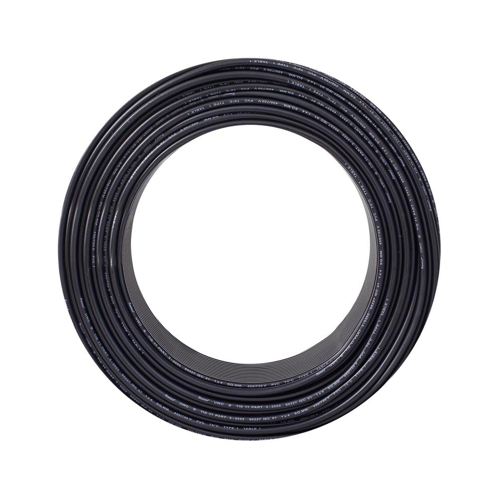 สายไฟ THW IEC01 RANZZ 1x4 ตร.มม. 100 ม. สีดำ
