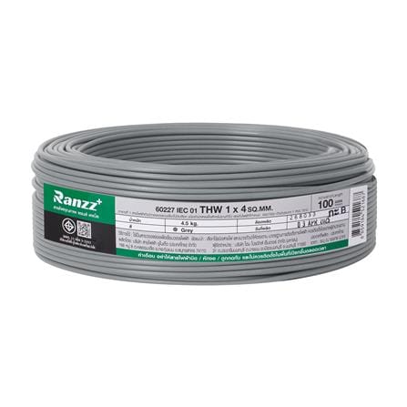 สายไฟ THW IEC01 RANZZ 1x4 ตร.มม. 100 ม. สีเทา_0