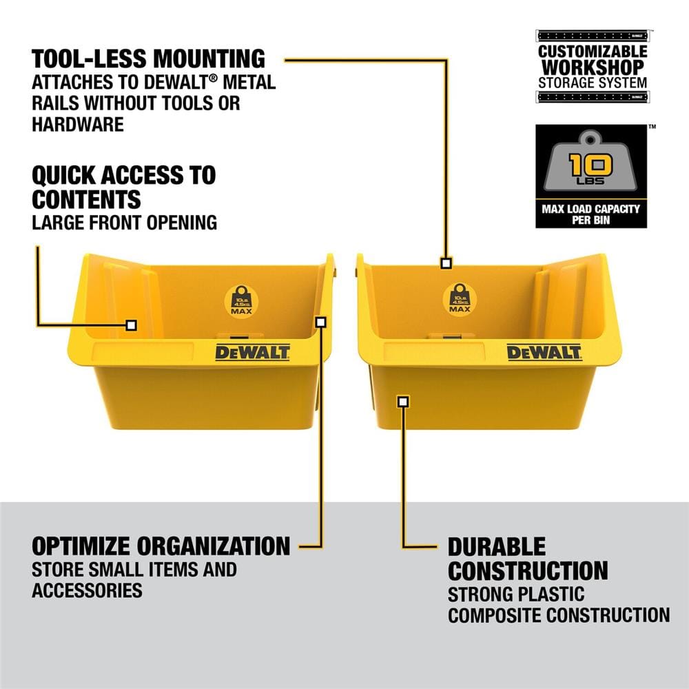 ถาดวางเครื่องมือพลาสติก DEWALT DWST82813 สีเหลือง/ดำ (ชุด 2 ชิ้น)