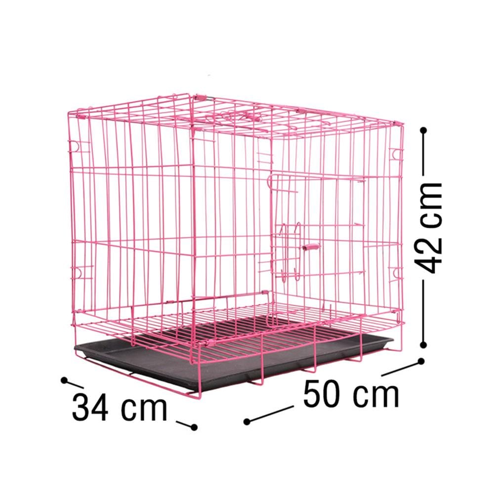 กรงสัตว์เลี้ยงพับได้ PETUS 50X34 ซม. สีชมพู