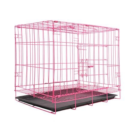 กรงสัตว์เลี้ยงพับได้ PETUS 50X34 ซม. สีชมพู_0