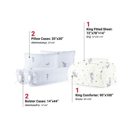 ชุดผ้าปูที่นอน 6 ฟุต (ชุด 6 ชิ้น) FROLINA MICROTEX DF069_2