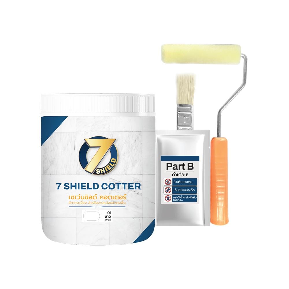 สีทากระเบื้อง สำหรับงานพื้นและผนัง ชนิดกึ่งเงา 7 SHIELD COTTER 701 สีขาว 1 กิโลกรัม_1