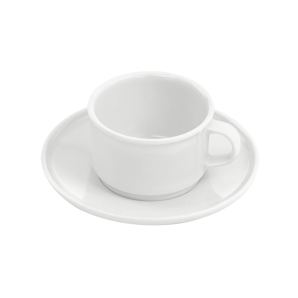 ถ้วยกาแฟและจานรองเมลามีน 300 มล. VANDA CLASSIC สีครีมขาว