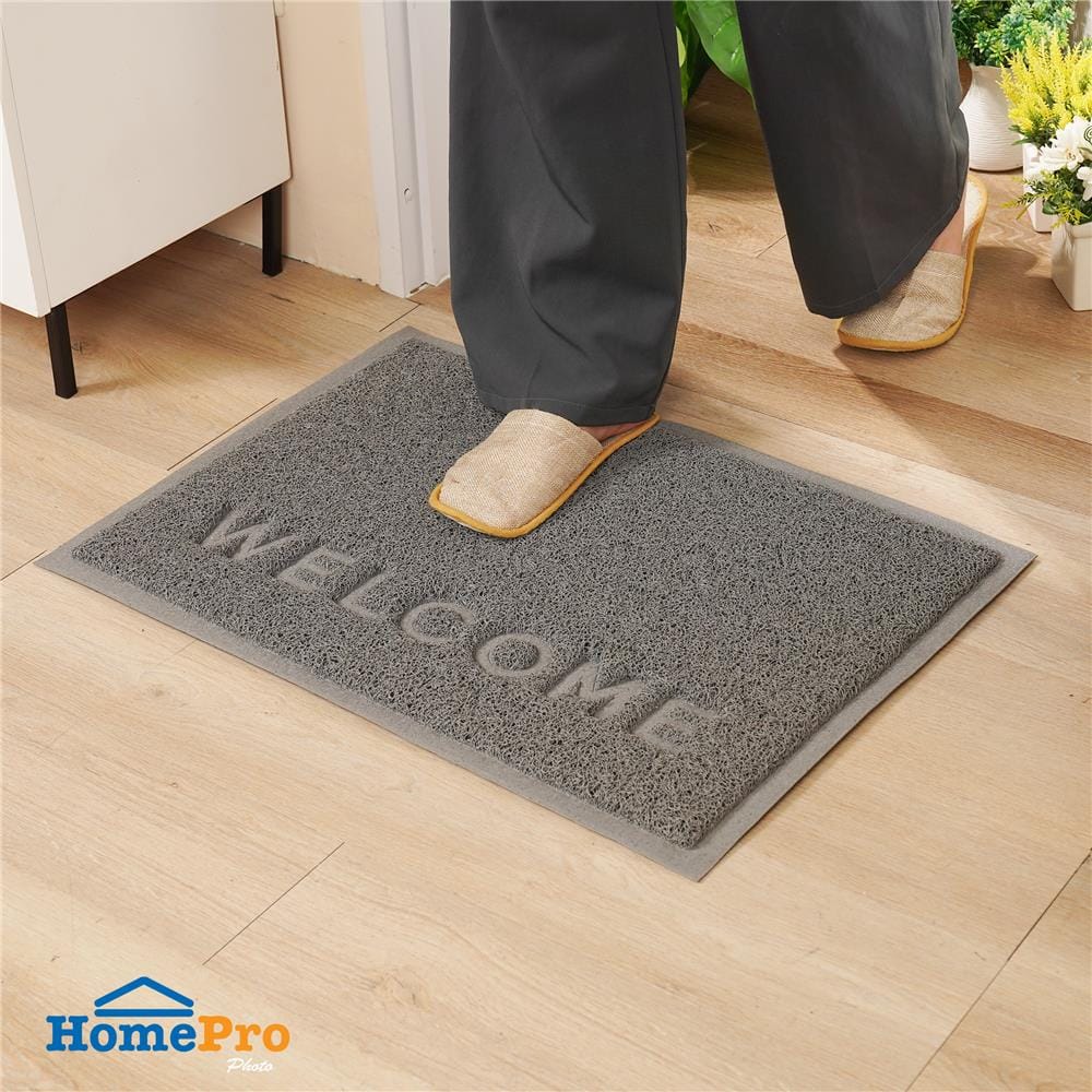 พรมเช็ดเท้าดักฝุ่น HOME LIVING STYLE W.NEO 60X80 ซม. สีเทา