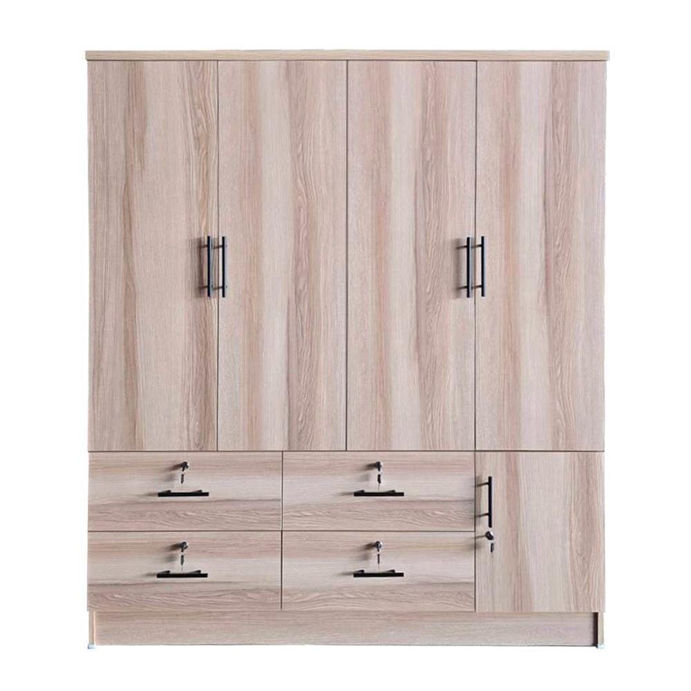 ตู้เสื้อผ้า 4 บานเปิด FURDINI HERO 160 ซม. สี NATURAL OAK