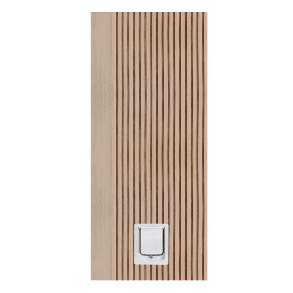 ประตูสัตว์เลี้ยงโพลีสไตรีน ไม่เจาะลูกบิด LINEDEKOR VERTICAL SIZE M 90x200 ซม. สีบีช