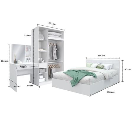 ชุดห้องนอน 6 ฟุต KONCEPT HAMAKO 59061280 สีขาว_5