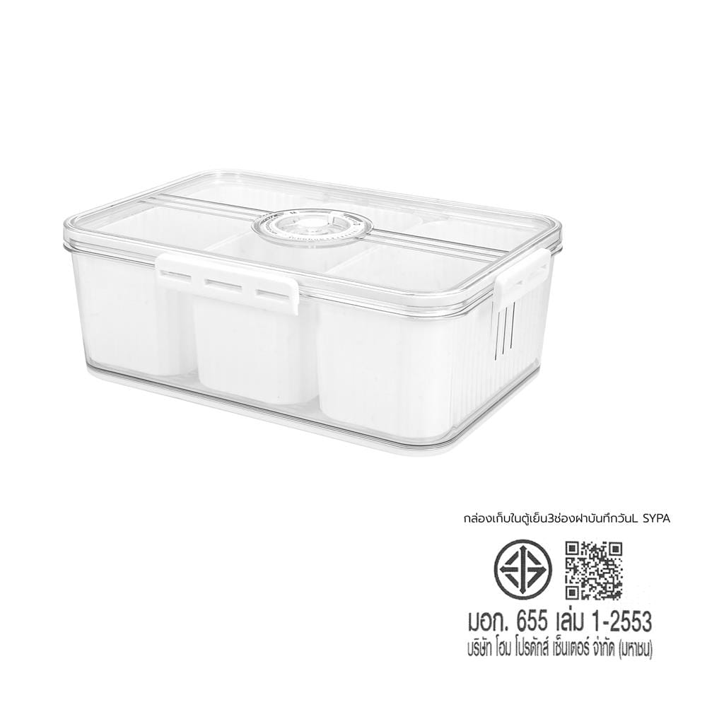 กล่องจัดเก็บในตู้เย็น 3 ช่อง ฝาบันทึกวันได้ KECH SYPA SIZE L