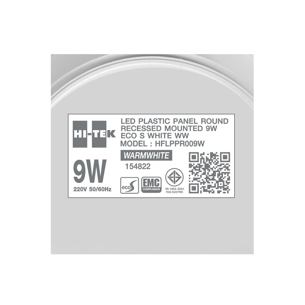 ดาวน์ไลท์ LED HI-TEK HFLPPR00 4 นิ้ว 9 วัตต์ WARM WHITE สีขาว