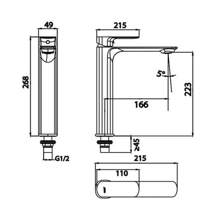 ก๊อกอ่างล้างหน้าเดี่ยวเคาน์เตอร์ COTTO CT1282AY_1