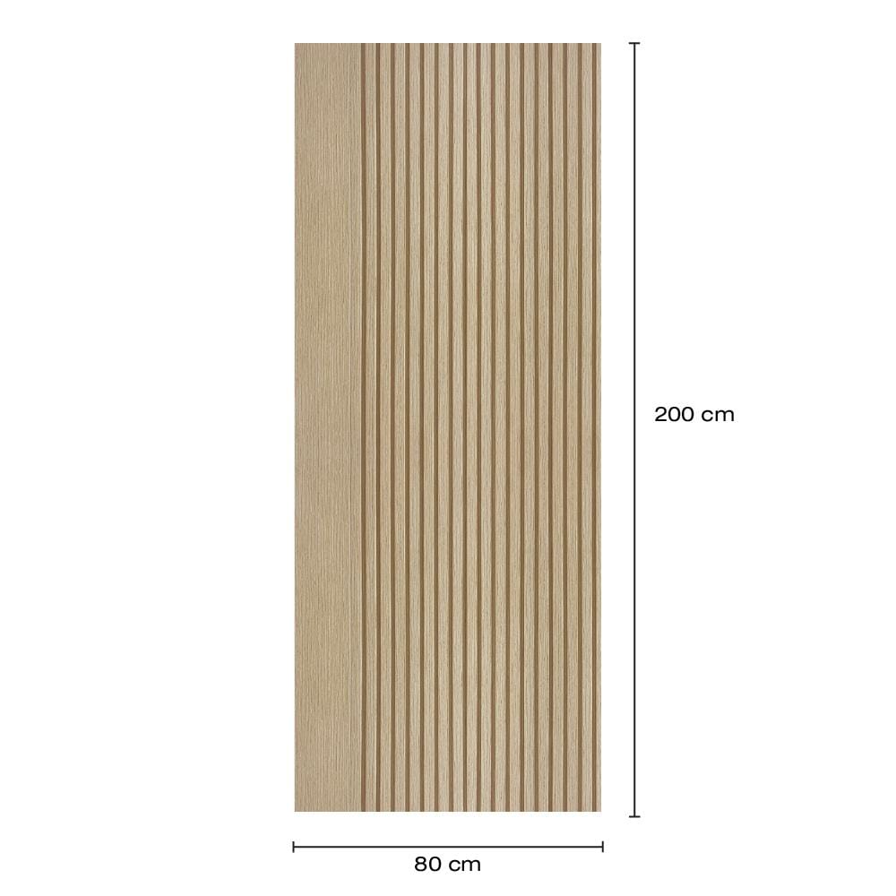 ประตูภายในโพลีสไตรีน ไม่เจาะลูกบิด LINEDEKOR VETICAL 80x200 ซม. สีบีชด้าน