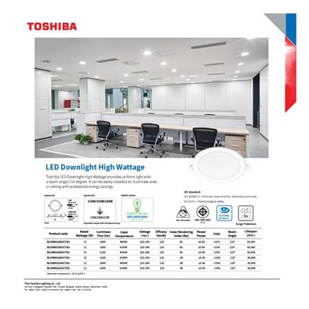 ดาวน์ไลท์ LED TOSHIBA HIGH WATT 7.48 นิ้ว 22 วัตต์ DAYLIGHT สีขาว_4