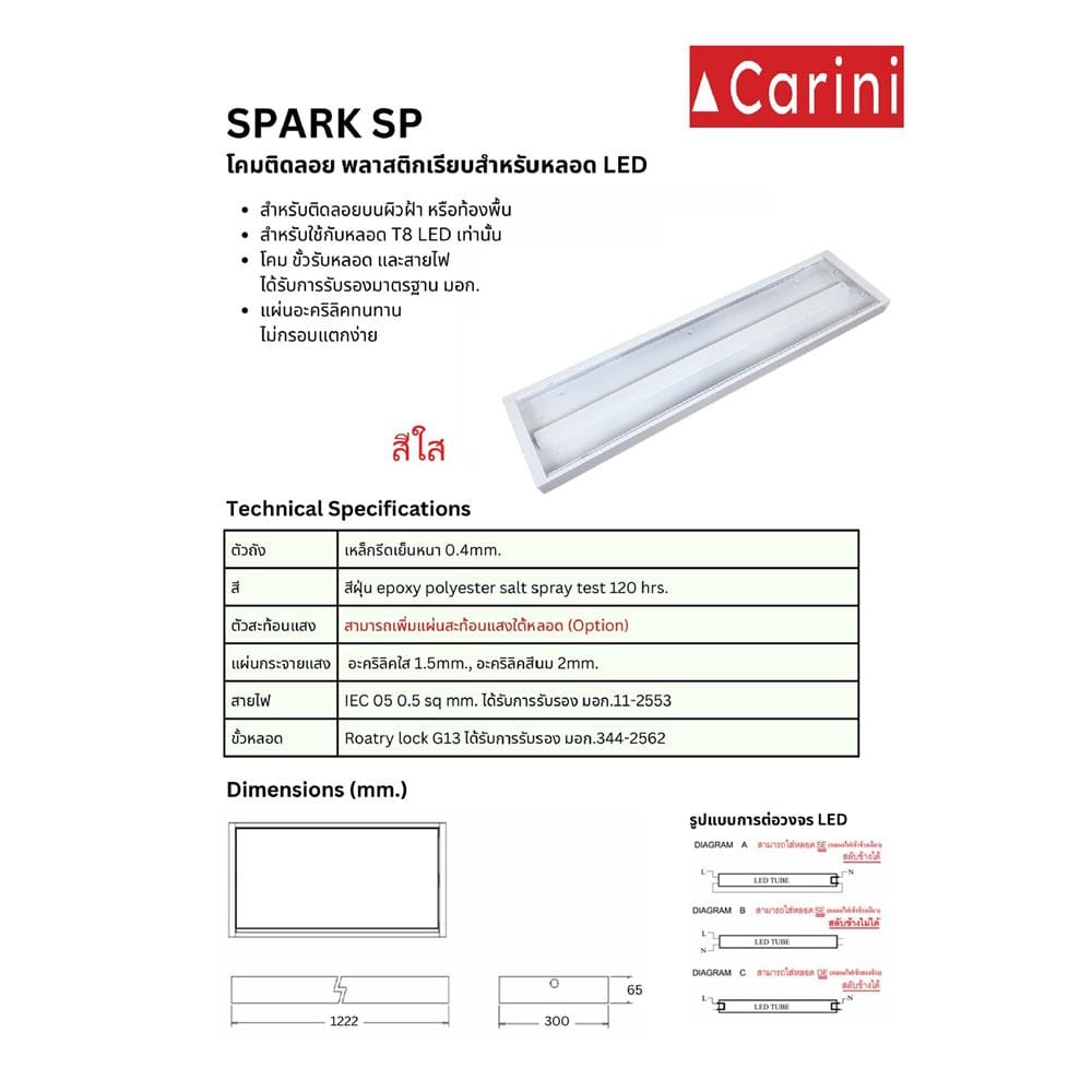 โคมติดลอย CARINI SPARK SP DE 2X120 ซม. สีใส