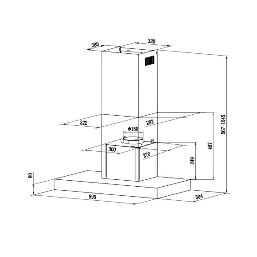 เครื่องดูดควันกระโจม RINNAI RH-C1159-PBW 90 ซม.