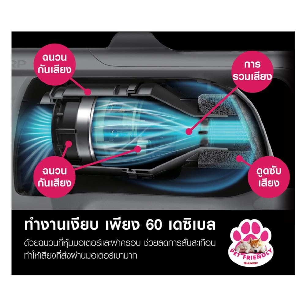 เครื่องดูดฝุ่นแบบด้าม SHARP EC-SR10-B สีดำ