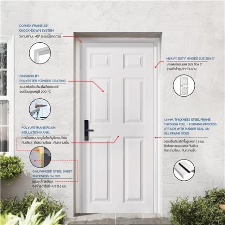 ประตูภายนอกเหล็ก เจาะลูกบิด PROFESSIONAL DOOR A2C 89.2x199.4 ซม. สีครีม_5