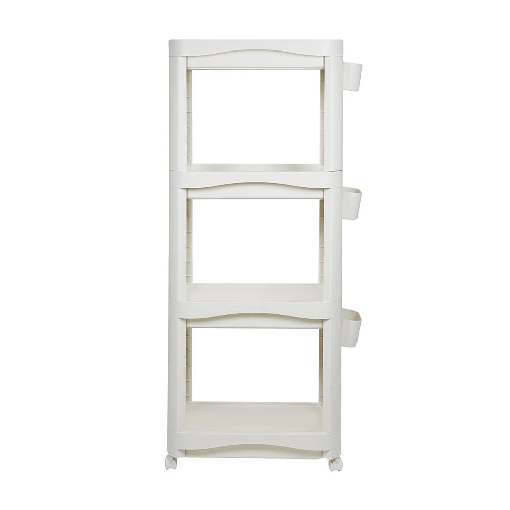 ชั้นพลาสติก 4 ชั้นพร้อมล้อ STACKO DREMI 52x30x132 ซม. สีขาว