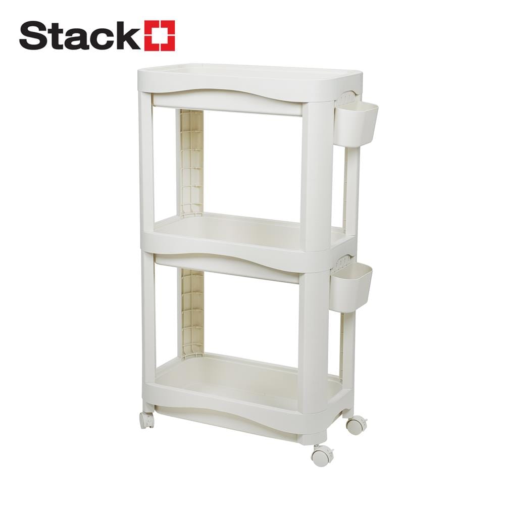 ชั้นพลาสติก 3 ชั้นพร้อมล้อ STACKO DREMI 52x30x92 ซม. สีขาว_0