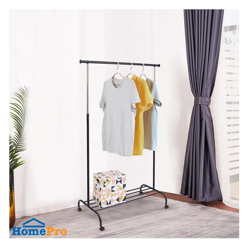 ราวแขวนผ้าบาร์เดี่ยวปรับระดับ PLIM GRACE 111x50x175 ซม. สีดำ