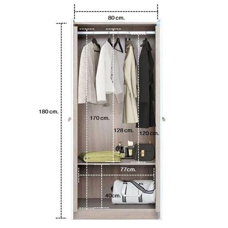 ตู้เสื้อผ้า 2 บานเปิด KONCEPT HANZ 19196890 80 ซม. สีโซลิดโอ๊ค/ขาว_4