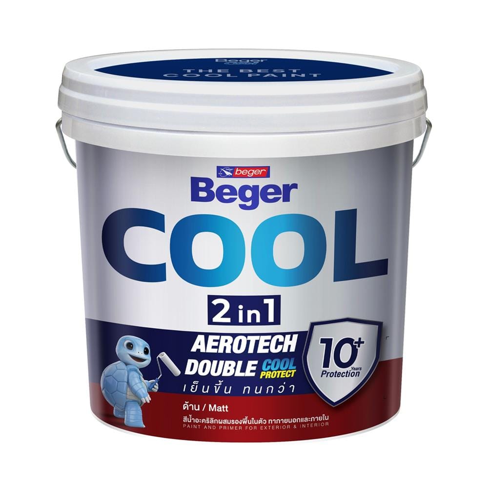 สีน้ำทาภายนอก ชนิดด้าน BEGER COOL 2 IN 1 BASE C สีขาว 9 ลิตร