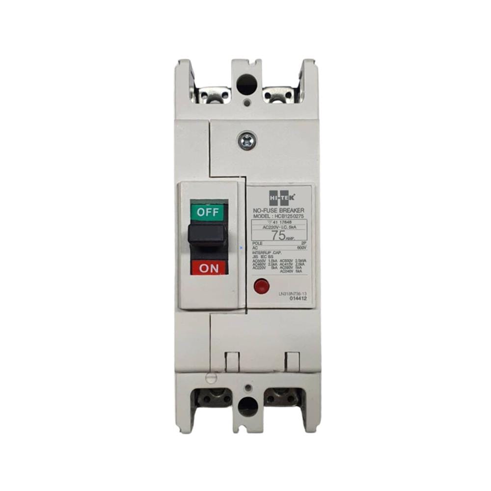 เซอร์กิตเบรกเกอร์ 2 โพล 1 เฟส HI-TEK HT125-CP 75 แอมป์