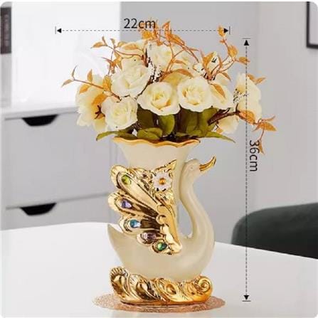 แจกันตกแต่งพร้อมกุหลาบสีเบจ INTERY CT209E041_07 สีขาว/ทอง/เบจ_4
